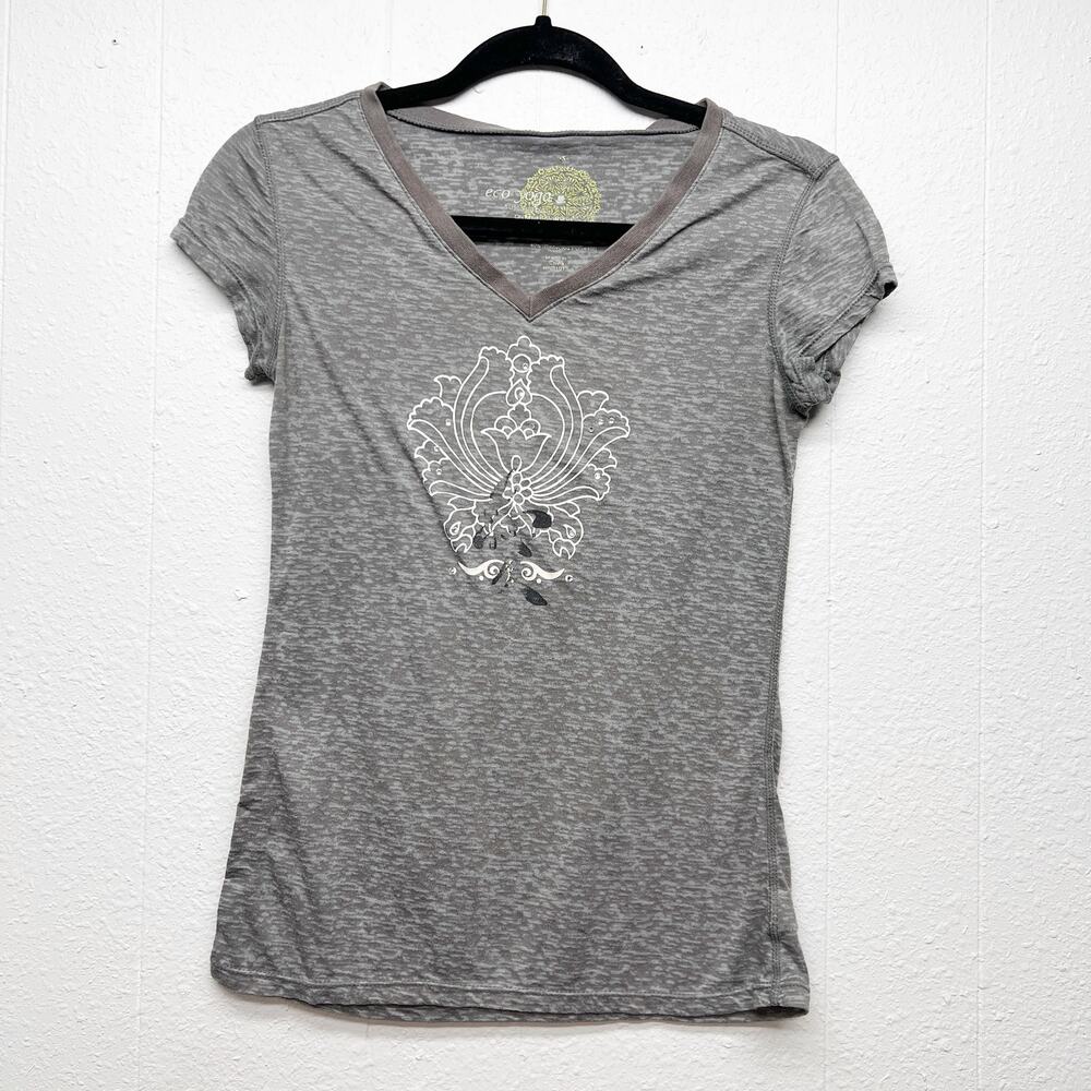 Eco Yoga T-Shirt Womens Small Organic Cotton Rhinestones Athleisure Sustainable